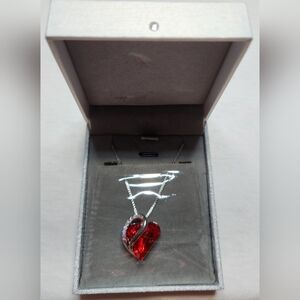 Radiant Red Heart Necklace with Silver Chain